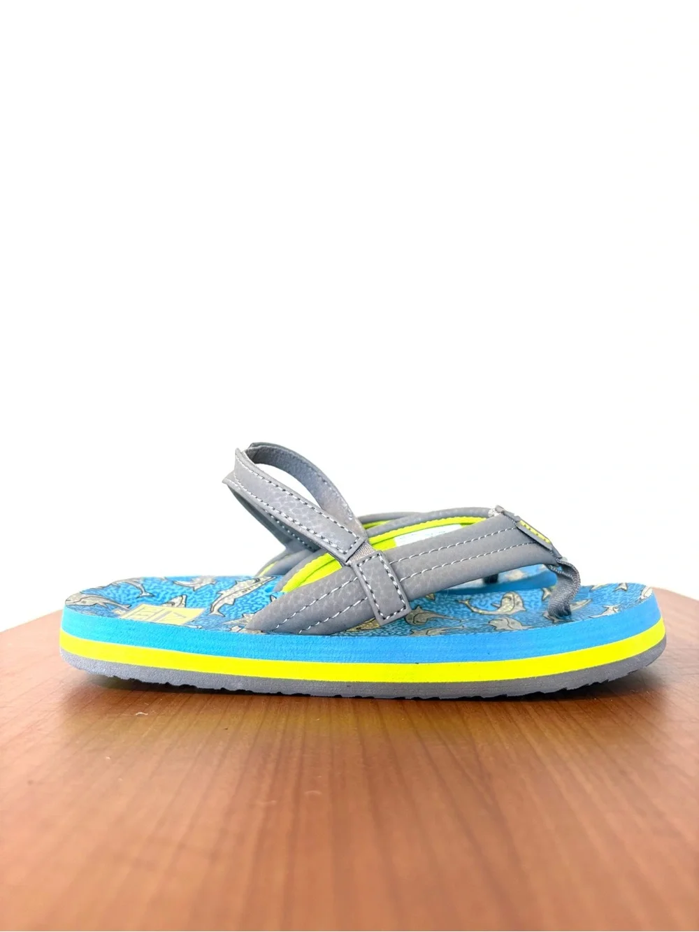 Reef Toddler Boy Ahi Sandal Blue Green Grey Shark Flip Flop Back Strap Size 11